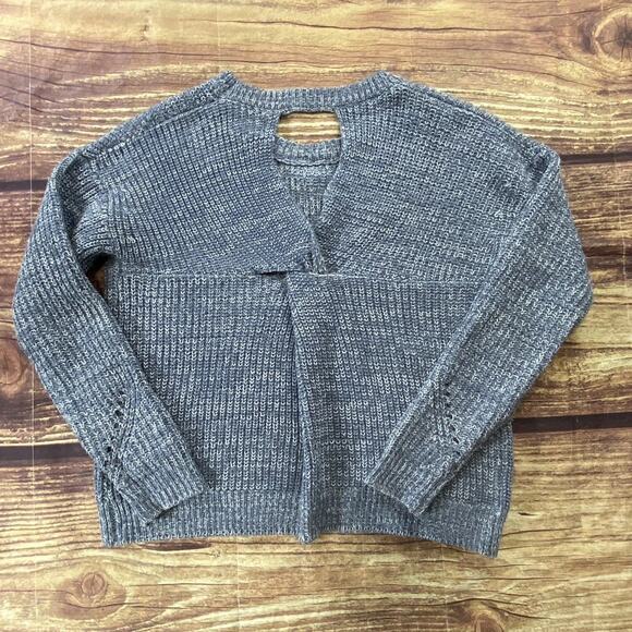 Hippie Rose Womens Sweater Small Light Blue Knit Pullover Open Back - Picture 2 of 7